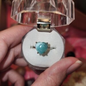 Larimar Heart Adjustable Ring